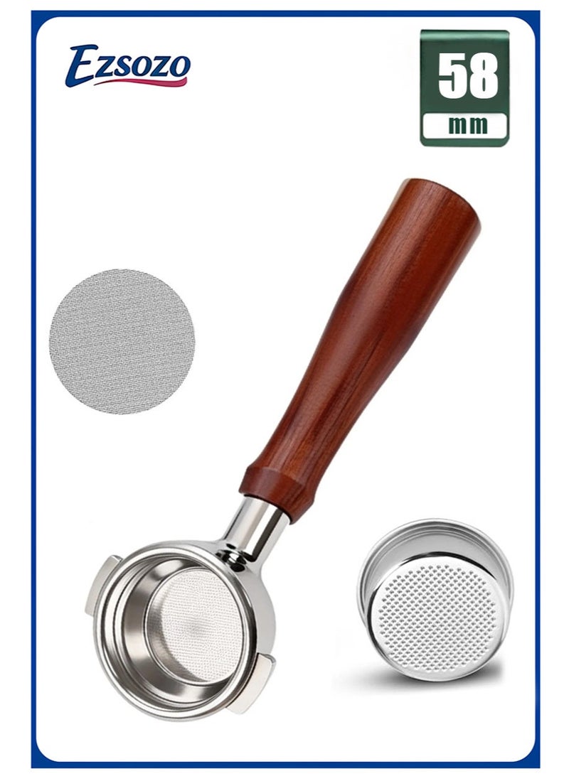 EZSOZO 58mm Bottomless Portafilter， 2 Ears Portafilter with 58mm Puck Screen Compatible ，Stainless Steel Filter Holder with SANREMO、ASCAS0、WEGA、ROYA - Image 1